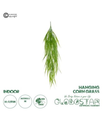 GloboStar® Artificial Garden HANGING CORN GRASS  20825 Τεχνητό Διακοσμητικό Κρεμαστό κλαδί Καλαμπόκι Μ23 x Π10 x Υ91cm